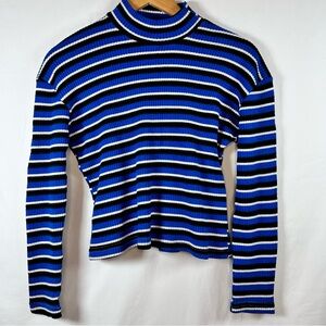 Vintage 90s womens sweater large Bold Striped Turtleneck USA Made Y2K 80’s